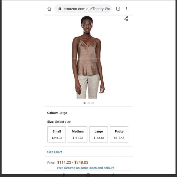 Theory Easy Slip cargo overlay dot camisole silk size small spaghetti straps - Picture 8 of 11